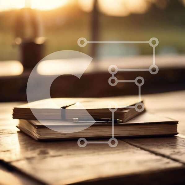 Intra Συλλεκτικό Ξύλινο Παζλ Plywood  4mm - Ανοίξτε τα βιβλία σε ξύλινο τραπέζι με ηλιοβασίλεμα Σε Ξύλινο Κουτί - Διαστάσεις Puzzle: 10x10 cm – 25 κομμάτια