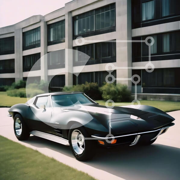 Intra Συλλεκτικό Ξύλινο Παζλ Plywood  4mm - Καλοσυντηρημένο μαύρο σπορ αυτοκίνητο παρκαρισμένο στο πεζοδρόμιο Σε Ξύλινο Κουτί - Διαστάσεις Puzzle: 10x10 cm – 25 κομμάτια