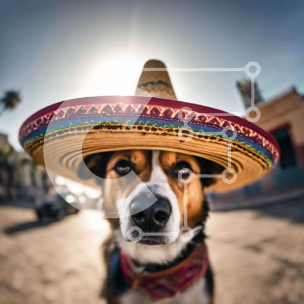 Intra Συλλεκτικό Ξύλινο Παζλ Plywood  4mm - Σκύλος που φορά μεξικάνικο καπέλο σομπρέρο Σε Ξύλινο Κουτί - Διαστάσεις: 10x10 cm – 25 κομμάτια