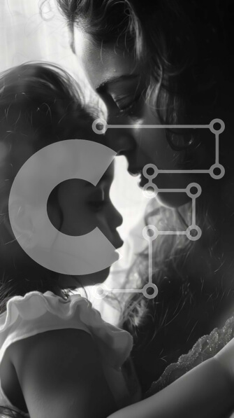 Intra Συλλεκτικό Ξύλινο Παζλ Plywood  4mm - Μητέρα και νεαρή κόρη που αγκαλιάζονται σε ένα ασπρόμαυρο πορτρέτο Σε Ξύλινο Κουτί - Διαστάσεις Puzzle: 10x10 cm – 25 κομμάτια