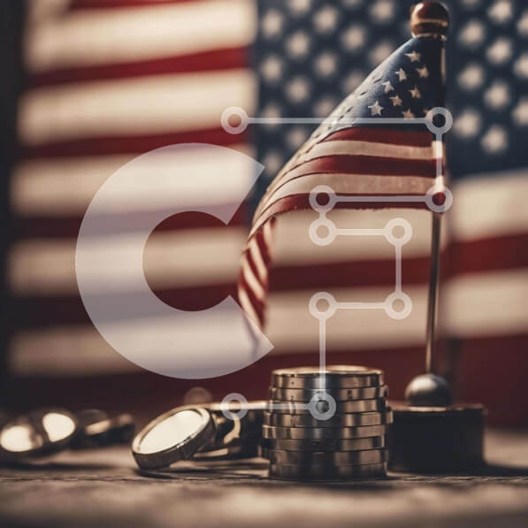 Intra Συλλεκτικό Ξύλινο Παζλ Plywood  4mm - Αμερικανική σημαία, νομίσματα και ποτήρια Σε Ξύλινο Κουτί - Διαστάσεις: 10x10 cm – 25 κομμάτια