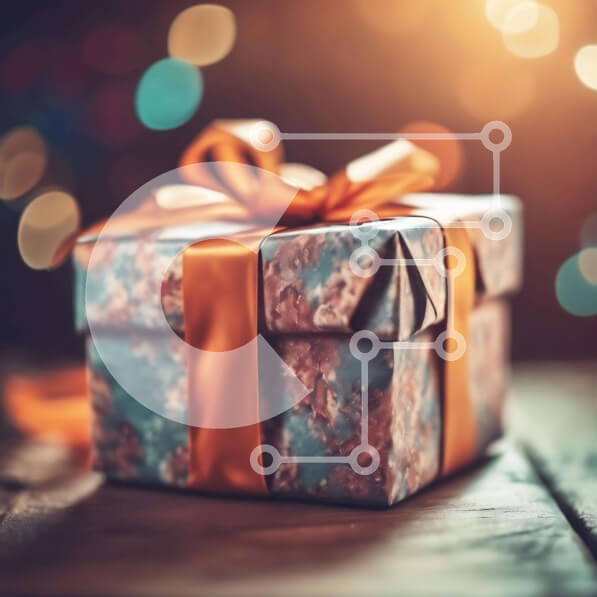 Intra Συλλεκτικό Ξύλινο Παζλ Plywood  4mm - Ευέλικτο κουτί δώρου με πορτοκαλί κορδέλα και φώτα Bokeh Σε Ξύλινο Κουτί - Διαστάσεις Puzzle: 10x10 cm – 25 κομμάτια