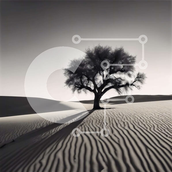 Intra Συλλεκτικό Ξύλινο Παζλ Plywood  4mm - Μοναχικό δέντρο στο έρημο τοπίο Σε Ξύλινο Κουτί - Διαστάσεις: 10x10 cm – 25 κομμάτια