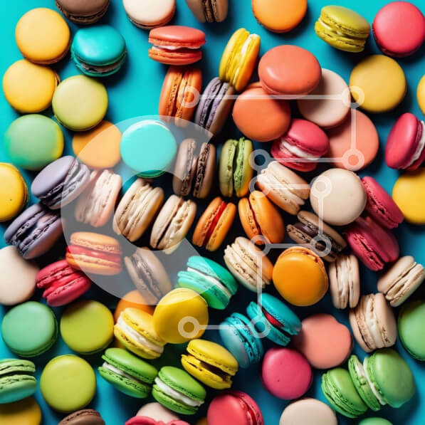 Σετ των 2 Intra Συλλεκτικό Ξύλινο Παζλ Plywood  4mm - Πολύχρωμη ποικιλία από μακαρόν σε τιρκουάζ φόντο Σε Ξύλινο Κουτί - Διαστάσεις: 10x10 cm – 25 κομμάτια