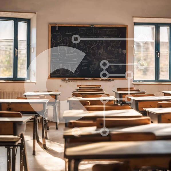 Intra Συλλεκτικό Ξύλινο Παζλ Plywood  4mm - Άδεια τάξη με ξύλινα θρανία και μαυροπίνακα Σε Ξύλινο Κουτί - Διαστάσεις Puzzle: 10x10 cm – 25 κομμάτια