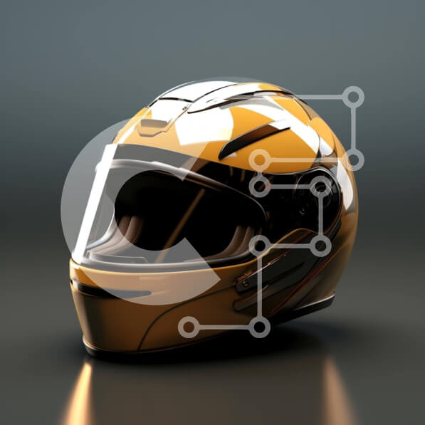 Intra Συλλεκτικό Ξύλινο Παζλ Plywood  4mm - Κίτρινο κράνος μοτοσικλέτας σε γκρι φόντο Σε Ξύλινο Κουτί - Διαστάσεις Puzzle: 10x10 cm – 25 κομμάτια