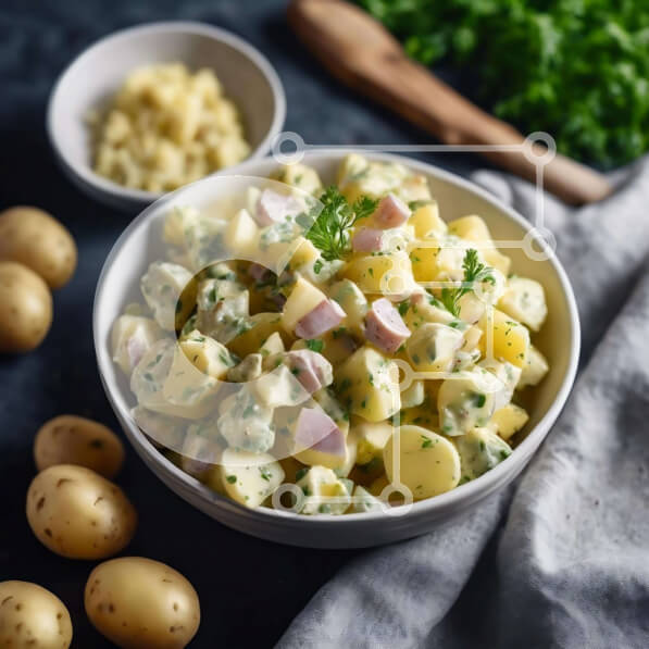 Σετ των 2 Intra Συλλεκτικό Ξύλινο Παζλ Plywood  4mm - Πατατοσαλάτα με ζαμπόν και μαϊντανό Σε Ξύλινο Κουτί - Διαστάσεις: 10x10 cm – 25 κομμάτια