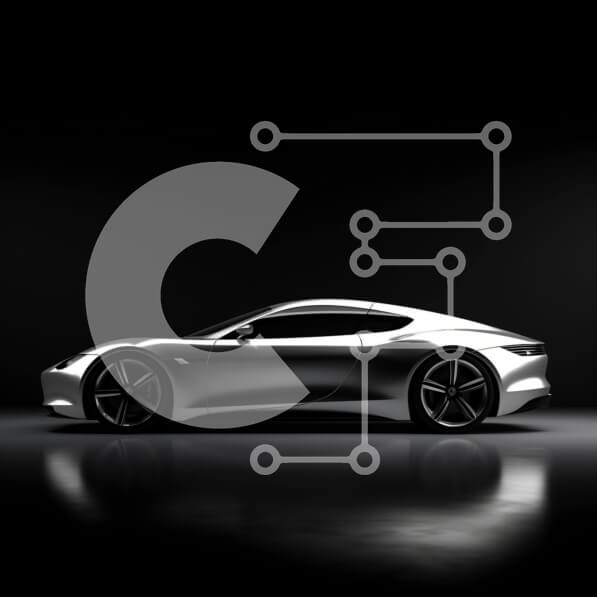 Intra Συλλεκτικό Ξύλινο Παζλ Plywood  4mm - Κομψό ασημί σπορ αυτοκίνητο σε μαύρο φόντο Σε Ξύλινο Κουτί - Διαστάσεις Puzzle: 10x10 cm – 25 κομμάτια