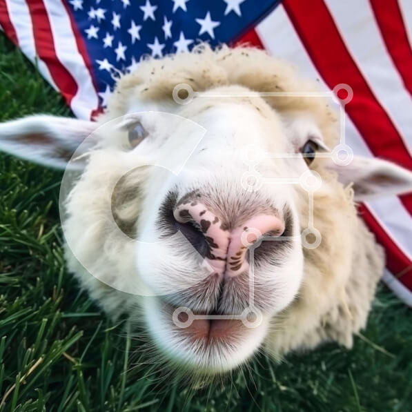 Intra Συλλεκτικό Ξύλινο Παζλ Plywood  4mm - Φιλικό πρόβατο με αμερικανική σημαία Σε Ξύλινο Κουτί - Διαστάσεις: 10x10 cm – 25 κομμάτια