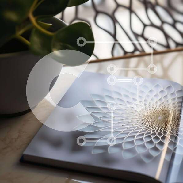 Intra Συλλεκτικό Ξύλινο Παζλ Plywood  4mm - Επιτραπέζια διάταξη με ανοιχτό βιβλίο και φυτό σε γλάστρα Σε Ξύλινο Κουτί - Διαστάσεις Puzzle: 10x10 cm – 25 κομμάτια