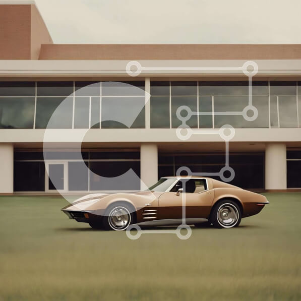 Intra Συλλεκτικό Ξύλινο Παζλ Plywood  4mm - Brown σπορ αυτοκίνητο σταθμευμένο μπροστά από το σύγχρονο κτήριο Σε Ξύλινο Κουτί - Διαστάσεις Puzzle: 10x10 cm – 25 κομμάτια