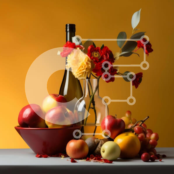 Σετ των 2 Intra Συλλεκτικό Ξύλινο Παζλ Plywood  4mm - Τραπέζι φρούτων και κρασιού με μπολ Σε Ξύλινο Κουτί - Διαστάσεις: 10x10 cm – 25 κομμάτια