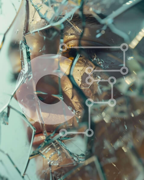 Intra Συλλεκτικό Ξύλινο Παζλ Plywood  4mm - Γυναικείο πρόσωπο με σπασμένο γυαλί Σε Ξύλινο Κουτί - Διαστάσεις Puzzle: 10x10 cm – 25 κομμάτια