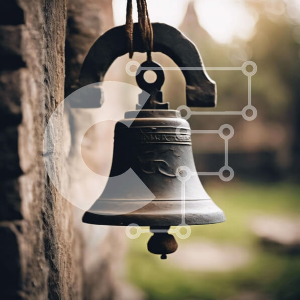 Intra Συλλεκτικό Ξύλινο Παζλ Plywood  4mm - Αντίκα κουδούνι σε πέτρινο τοίχο Σε Ξύλινο Κουτί - Διαστάσεις Puzzle: 10x10 cm – 25 κομμάτια