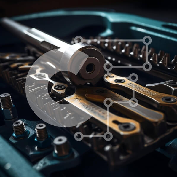 Intra Συλλεκτικό Ξύλινο Παζλ Plywood  4mm - Μπλε εργαλειοθήκη με διάφορα εργαλεία και βίδες Σε Ξύλινο Κουτί - Διαστάσεις: 10x10 cm – 25 κομμάτια