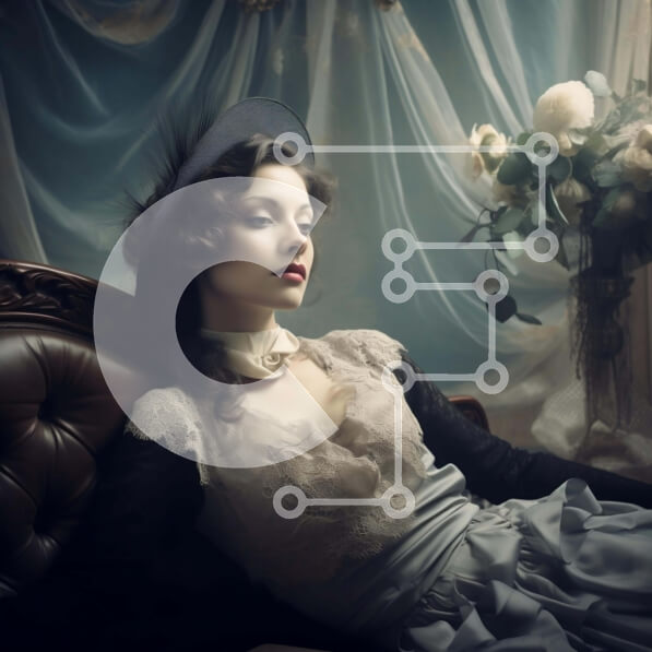 Σετ των 2 Intra Συλλεκτικό Ξύλινο Παζλ Plywood  4mm - Κομψή γυναίκα με vintage φόρεμα με λουλούδια Σε Ξύλινο Κουτί - Διαστάσεις: 10x10 cm – 25 κομμάτια