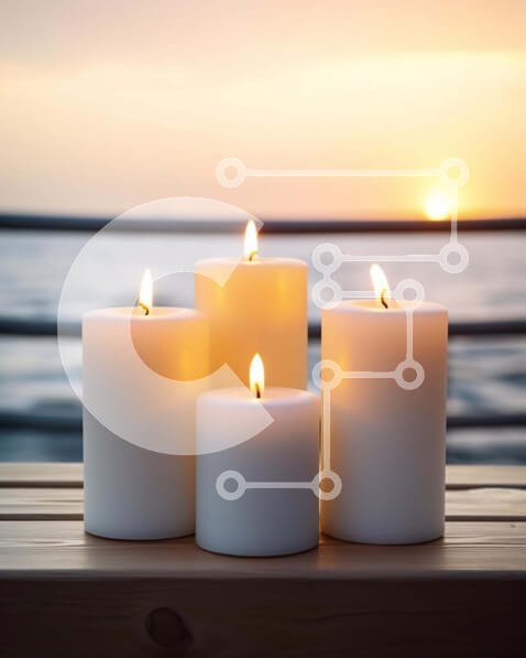 Intra Συλλεκτικό Ξύλινο Παζλ Plywood  4mm - Λευκά κεριά που φωτίζονται στο ηλιοβασίλεμα Σε Ξύλινο Κουτί - Διαστάσεις Puzzle: 10x10 cm – 25 κομμάτια