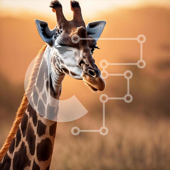 Intra Συλλεκτικό Ξύλινο Παζλ Plywood  4mm - Καμηλοπάρδαλη σε ένα χορταριασμένο χωράφι Σε Ξύλινο Κουτί - Διαστάσεις: 10x10 cm – 25 κομμάτια