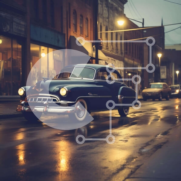 Intra Συλλεκτικό Ξύλινο Παζλ Plywood  4mm - Εκλεκτής ποιότητας αυτοκίνητο οδήγηση στην οδό Rainy City τη νύχτα Σε Ξύλινο Κουτί - Διαστάσεις Puzzle: 10x10 cm – 25 κομμάτια