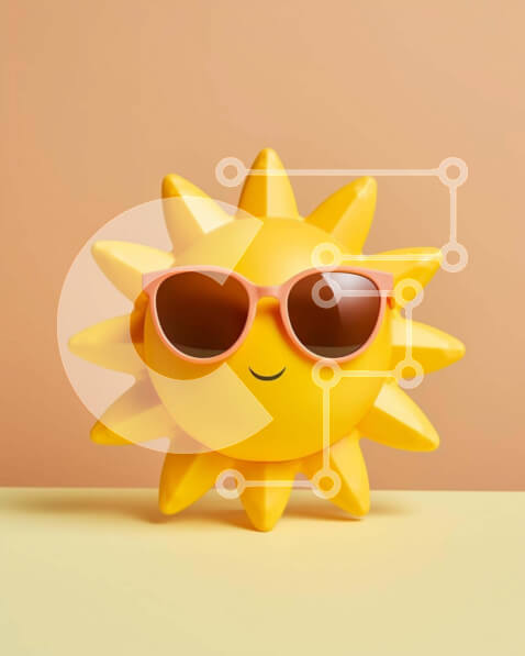 Intra Συλλεκτικό Ξύλινο Παζλ Plywood  4mm - Κίτρινο παιχνίδι ηλίου με γυαλιά ηλίου σε πορτοκαλί φόντο Σε Ξύλινο Κουτί - Διαστάσεις Puzzle: 10x10 cm – 25 κομμάτια