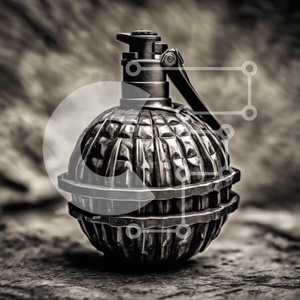 Intra Συλλεκτικό Ξύλινο Παζλ Plywood  4mm - Παλιομοδίτικο Metal Grenade on Rocks Σε Ξύλινο Κουτί - Διαστάσεις: 10x10 cm – 25 κομμάτια