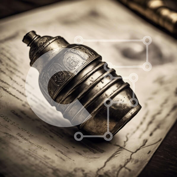 Intra Συλλεκτικό Ξύλινο Παζλ Plywood  4mm - Vintage ασημένιο μπουκάλι σε παλιό χάρτη ή βιβλίο Σε Ξύλινο Κουτί - Διαστάσεις: 10x10 cm – 25 κομμάτια