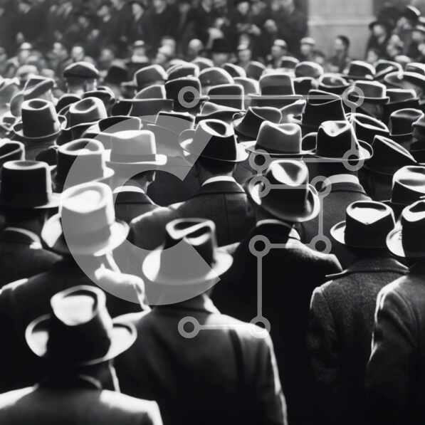 Intra Συλλεκτικό Ξύλινο Παζλ Plywood  4mm - Ομάδα ανδρών που φορούν καπέλα Σε Ξύλινο Κουτί - Διαστάσεις Puzzle: 10x10 cm – 25 κομμάτια