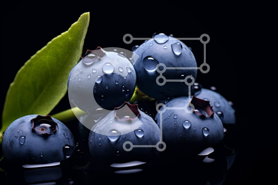 Σετ των 2 Intra Συλλεκτικό Ξύλινο Παζλ Plywood  4mm - Φρέσκα βακκίνια με σταγονίδια νερού σε μαύρο φόντο Σε Ξύλινο Κουτί - Διαστάσεις: 10x10 cm – 25 κομμάτια