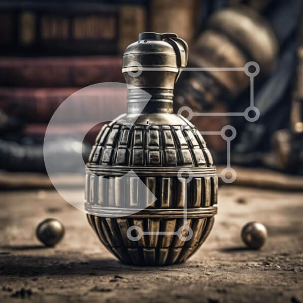 Intra Συλλεκτικό Ξύλινο Παζλ Plywood  4mm - Παλιομοδίτικη χειροβομβίδα στην οθόνη Σε Ξύλινο Κουτί - Διαστάσεις: 10x10 cm – 25 κομμάτια