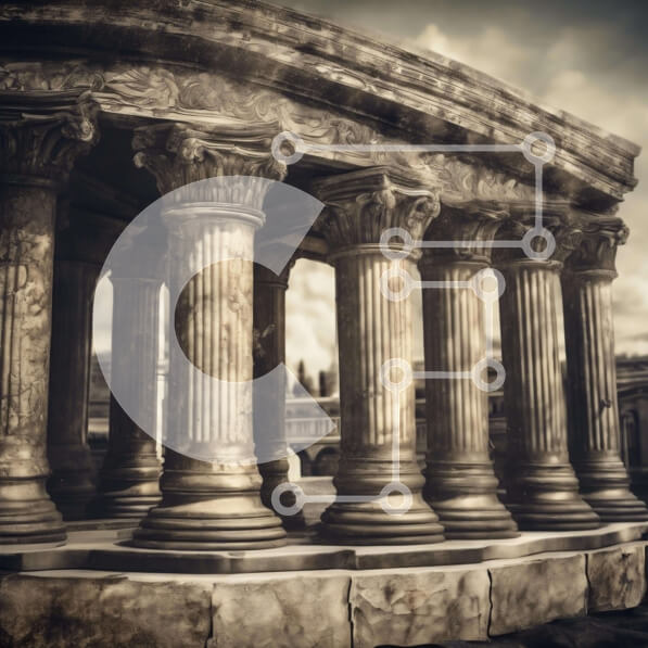 Intra Συλλεκτικό Ξύλινο Παζλ Plywood  4mm - Αρχαίο κτήριο με κολώνες και στύλους Σε Ξύλινο Κουτί - Διαστάσεις Puzzle: 10x10 cm – 25 κομμάτια