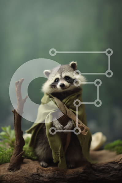 Σετ των 2 Intra Συλλεκτικό Ξύλινο Παζλ Plywood  4mm - Πράσινο ντυμένο ρακούν στο δάσος Σε Ξύλινο Κουτί - Διαστάσεις: 10x10 cm – 25 κομμάτια