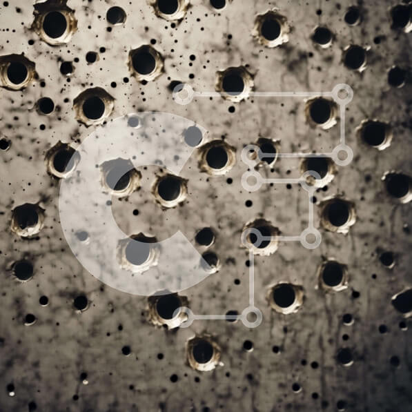 Intra Συλλεκτικό Ξύλινο Παζλ Plywood  4mm - Μεταλλικός τοίχος με τρύπες από σφαίρες Σε Ξύλινο Κουτί - Διαστάσεις Puzzle: 10x10 cm – 25 κομμάτια