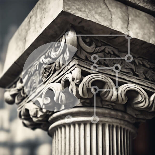 Intra Συλλεκτικό Ξύλινο Παζλ Plywood  4mm - Κοντινό πλάνο περίτεχνης στήλης Σε Ξύλινο Κουτί - Διαστάσεις Puzzle: 10x10 cm – 25 κομμάτια