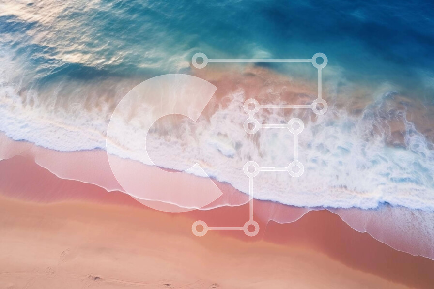 Intra Συλλεκτικό Ξύλινο Παζλ Plywood  4mm - Αεροφωτογραφία της παραλίας με ροζ και μπλε άμμο Σε Ξύλινο Κουτί - Διαστάσεις Puzzle: 10x10 cm – 25 κομμάτια