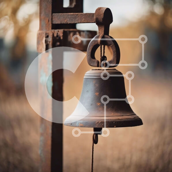 Intra Συλλεκτικό Ξύλινο Παζλ Plywood  4mm - Παλιά σκουριασμένη καμπάνα στο πεδίο Σε Ξύλινο Κουτί - Διαστάσεις Puzzle: 10x10 cm – 25 κομμάτια