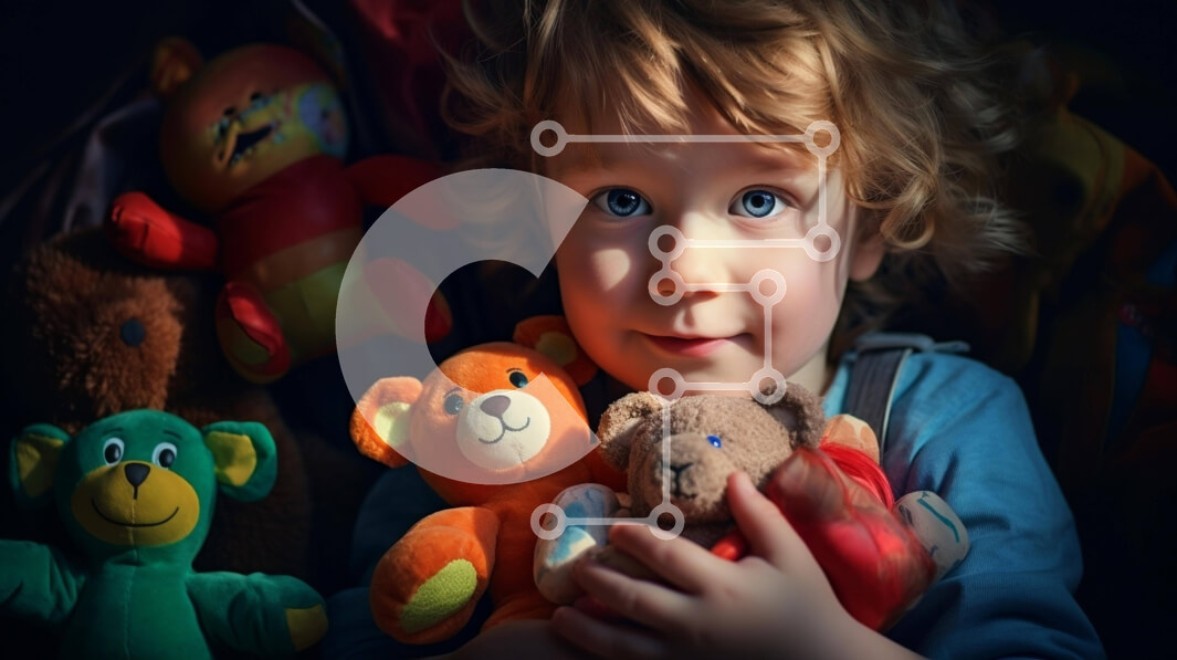 Intra Συλλεκτικό Ξύλινο Παζλ Plywood  4mm - Νεαρό αγόρι που παίζει με τα αρκουδάκια Σε Ξύλινο Κουτί - Διαστάσεις Puzzle: 10x10 cm – 25 κομμάτια