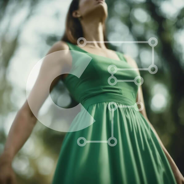 Intra Συλλεκτικό Ξύλινο Παζλ Plywood  4mm - Νεαρή γυναίκα με πράσινο φόρεμα που στέκεται στο δάσος Σε Ξύλινο Κουτί - Διαστάσεις: 10x10 cm – 25 κομμάτια