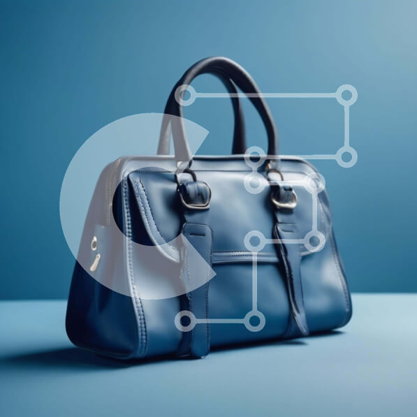 Σετ των 2 Intra Συλλεκτικό Ξύλινο Παζλ Plywood  4mm - Μπλε τσάντα σε αφηρημένο μπλε φόντο Σε Ξύλινο Κουτί - Διαστάσεις: 10x10 cm – 25 κομμάτια