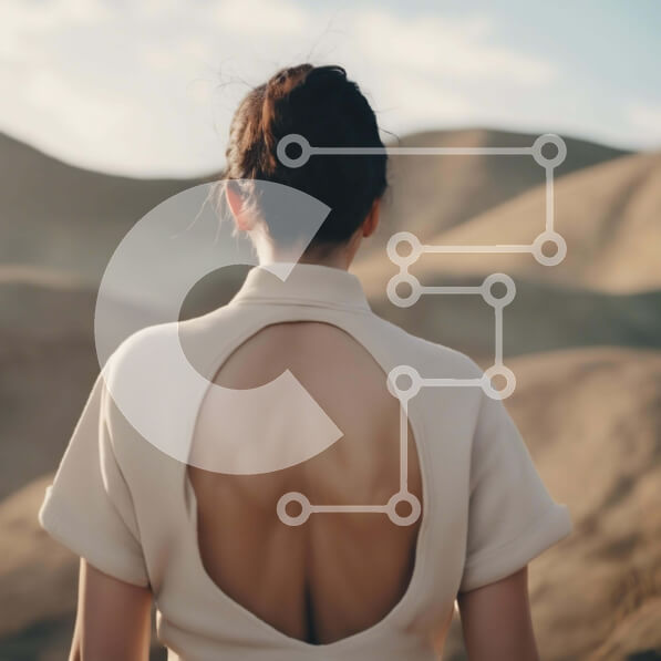 Intra Συλλεκτικό Ξύλινο Παζλ Plywood  4mm - Γυναίκα στην έρημο με λευκό φόρεμα και μικρούς λόφους Σε Ξύλινο Κουτί - Διαστάσεις: 10x10 cm – 25 κομμάτια