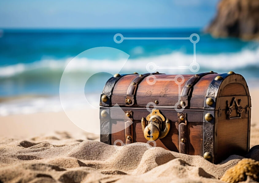 Intra Συλλεκτικό Ξύλινο Παζλ Plywood  4mm - Vintage παλιός κορμός στην αμμώδη παραλία Σε Ξύλινο Κουτί - Διαστάσεις: 10x10 cm – 25 κομμάτια