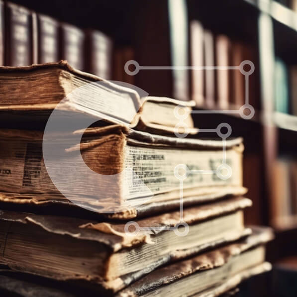 Intra Συλλεκτικό Ξύλινο Παζλ Plywood  4mm - Παλαιά βιβλία στοίβα σε ράφια Σε Ξύλινο Κουτί - Διαστάσεις Puzzle: 10x10 cm – 25 κομμάτια