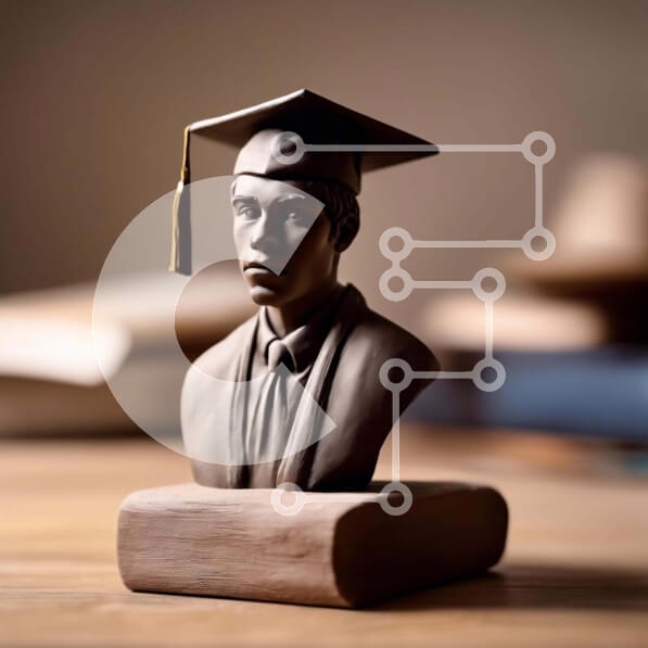 Intra Συλλεκτικό Ξύλινο Παζλ Plywood  4mm - Γλυπτό προτομής του ηλικιωμένου άνδρα με ενδυμασία αποφοίτησης Σε Ξύλινο Κουτί - Διαστάσεις Puzzle: 10x10 cm – 25 κομμάτια