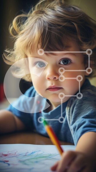 Intra Συλλεκτικό Ξύλινο Παζλ Plywood  4mm - Μικρό παιδί σχέδιο με χρωματιστά μολύβια Σε Ξύλινο Κουτί - Διαστάσεις Puzzle: 10x10 cm – 25 κομμάτια