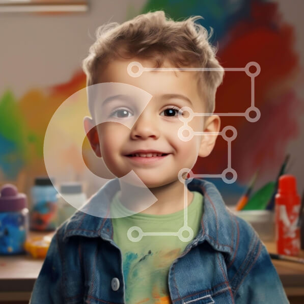 Intra Συλλεκτικό Ξύλινο Παζλ Plywood  4mm - Νεαρό αγόρι σε καλλιτεχνικό σκηνικό Σε Ξύλινο Κουτί - Διαστάσεις Puzzle: 10x10 cm – 25 κομμάτια