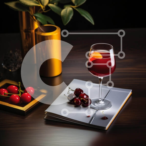 Σετ των 2 Intra Συλλεκτικό Ξύλινο Παζλ Plywood  4mm - Ποτήρι κόκκινο κρασί με κεράσια και ανοιχτό βιβλίο Σε Ξύλινο Κουτί - Διαστάσεις: 10x10 cm – 25 κομμάτια