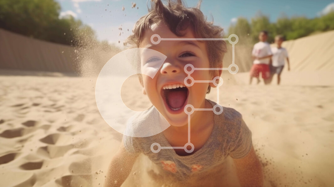 Intra Συλλεκτικό Ξύλινο Παζλ Plywood  4mm - Νεαρό αγόρι που παίζει στην άμμο με φίλους και οικογένεια Σε Ξύλινο Κουτί - Διαστάσεις Puzzle: 10x10 cm – 25 κομμάτια