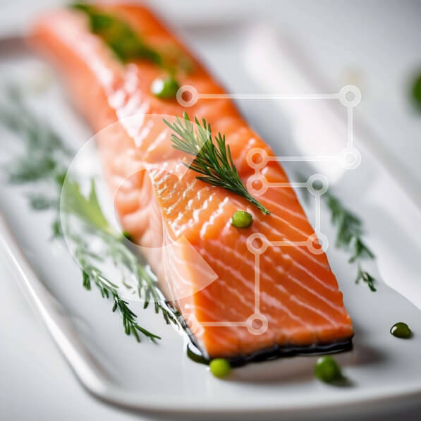 Σετ των 2 Intra Συλλεκτικό Ξύλινο Παζλ Plywood  4mm - Φρεσκομαγειρεμένος σολομός με γαρνιτούρα μαϊντανού Σε Ξύλινο Κουτί - Διαστάσεις: 10x10 cm – 25 κομμάτια