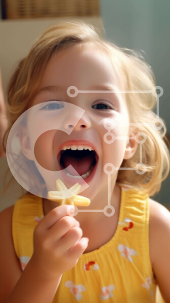 Intra Συλλεκτικό Ξύλινο Παζλ Plywood  4mm - Οικογενειακή στιγμή: Νεαρό κορίτσι που τρώει μπισκότο σε σχήμα αστεριού με τους γονείς Σε Ξύλινο Κουτί - Διαστάσεις Puzzle: 10x10 cm – 25 κομμάτια