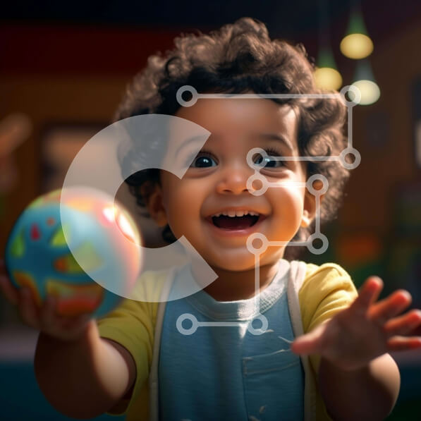 Intra Συλλεκτικό Ξύλινο Παζλ Plywood  4mm - Νεαρό αγόρι που παίζει με πολύχρωμη μπάλα Σε Ξύλινο Κουτί - Διαστάσεις Puzzle: 10x10 cm – 25 κομμάτια