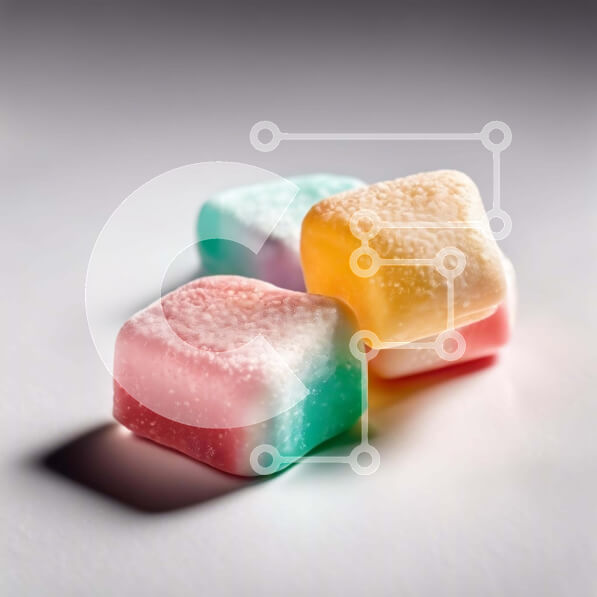 Σετ των 2 Intra Συλλεκτικό Ξύλινο Παζλ Plywood  4mm - Πολύχρωμοι κύβοι καραμέλας και κόμμι σε άσπρο φόντο Σε Ξύλινο Κουτί - Διαστάσεις: 10x10 cm – 25 κομμάτια